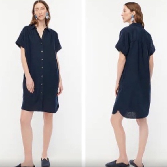 J.Crew Dresses & Skirts - J.Crew Relaxed Short Sleeve Baird McNutt 100% Irish Linen dress in Navy, XXS